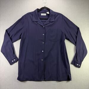 L.L. Bean Women’s Navy Blue Long Sleeve Collared Blouse Top Size M